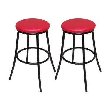 Imagem de Kit 2 Banco com 60 cm Altura sem Encosto P/ Cozinha Mesa estrutura Pre