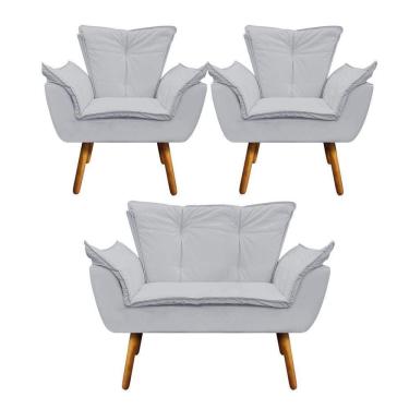 Imagem de Kit Namoradeira e 2 Poltronas Opala Corino Pé Palito D´rossi