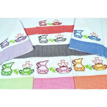 Imagem de Jogo de Semaninha em Ponto Cruz e Barrado - Jarra e Panela