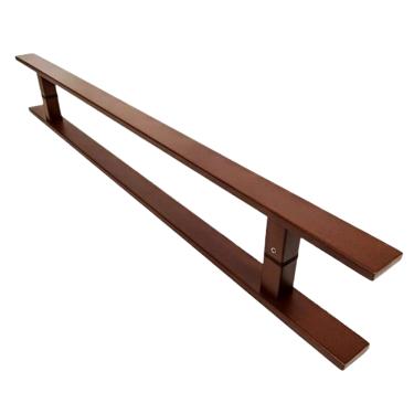 Imagem de Puxador Portas Duplo Aço Inox Padrão Corten Clean 40 cm para portas: pivotantes/madeira/vidro temperado/porta alumínio e portões