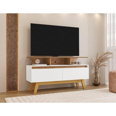 Imagem de Rack para TV até 50 Polegadas 2 Portas 2 Prateleiras Pés em Madeira Ma