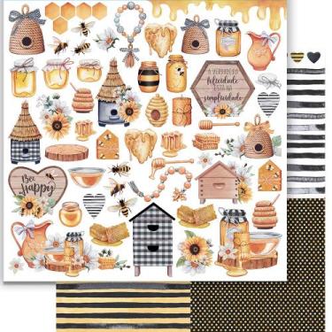 Imagem de Papel Scrapbook Dupla Face Cards Pote de Mel Sd-1264 30,5x30,5cm Litoa