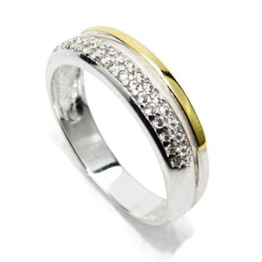 Imagem de Anel Aparadores De Aliança Prata Com Aplique Ouro - 2peças - Clara Cen