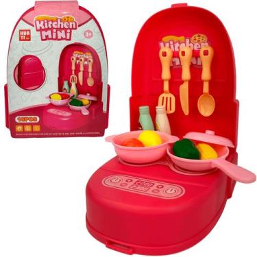 Imagem de Mini Cozinha Infantil Brinquedo Fogão Portátil com Maleta Comidinha Co