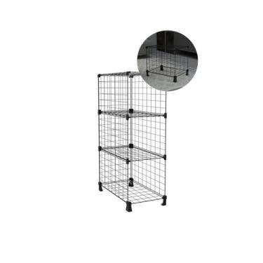 Imagem de Estante para Livros 3 Nichos Aço Aramado 40cm Profundidade Preto Prate