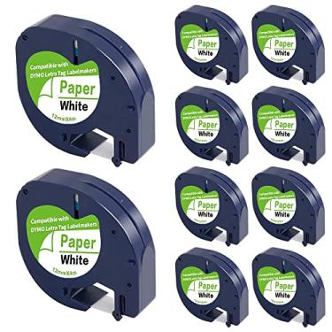 Imagem de Fanooma Fita de etiqueta substituível para refil DYMO Letra Tag 91200 91330 10697 S0721510 papel branco 12 mm x 4 m (1/5.1 cm x 13'), para Dymo LetraTag LT200B Plus LT100H LT100T QX50 XR XM