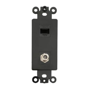 Imagem de BUPLDET Placa de parede coaxial e CAT6 - Ethernet coaxial decora placa de cobertura fêmea para fêmea para placa de parede de tamanho médio/grande - preta