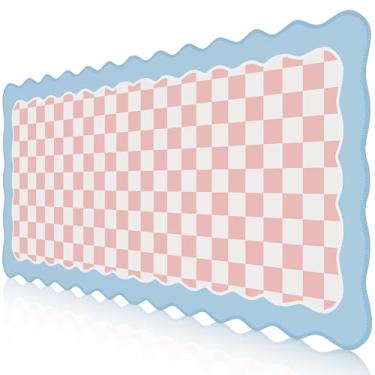 Imagem de iCasso Mouse pad rosa com bordas recortadas, tapete de mesa fofo, tapete de mesa antiderrapante para jogos com base de borracha, tapete de teclado grande 2GG 40 x 90 cm, almofada de mesa muito