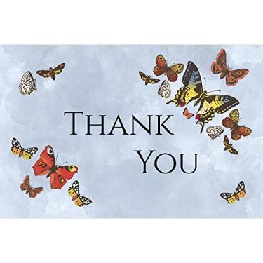 Imagem de Tree-Free Greetings Cartões de agradecimento com envelopes brancos para simpatia, chá de bebê, formatura, 10x15 polegadas, conjunto de 12, simpatia de borboleta azul 3 (TK61422)