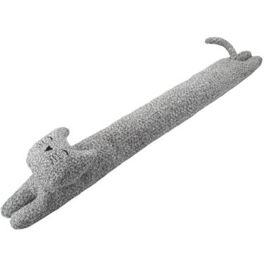 Imagem de SANFERGE 36" 3 Libras Resistente Sob Porta Bloqueio de Correntes de Ar, Bloqueador de Correntes de Ar Decorativo À Prova de Som, Protetor de Correntes de Ar de Economia de Energia, Gato Cinza