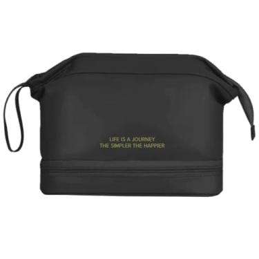 Imagem de Bolsa Necessaire Feminina Organizador de Maquiagem Cosméticos Viagem grande (Preto)