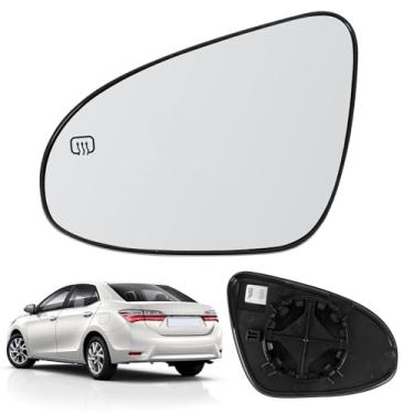 Imagem de LHCDQSKCW Compatível com Toyota Corolla 2014 2015 2016 2017 2018 2019, vidro do espelho do lado esquerdo do motorista, espelho retrovisor lateral convexo aquecido com placa de suporte