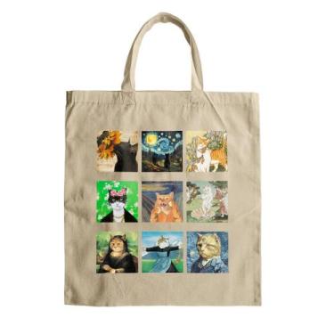 Imagem de Bolsa Feminina Ecobag Gatos Versao Pinturas Famosas Artes - Abstract G