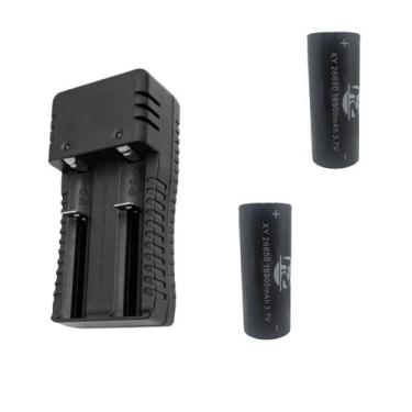 Imagem de Kit 1 Carregador De Bateria Preto Bivolt 18650 E 2 Baterias Qualidade 