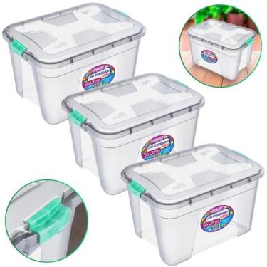 Imagem de Kit 3 Caixas Organizadoras Multiuso Armazenamento Organização Grande T