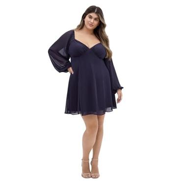Imagem de City Chic Vestido feminino com babado, Azul marino, 25 Plus Size