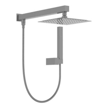 Imagem de Ducha Quadrada Preta Inox 30x30 com Desviador Chuveirinho Piscina Área Externa Banho Relaxante Creatore Metais Banheiro Design Moderno