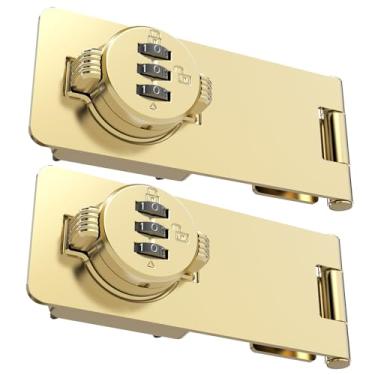 Imagem de Fechaduras de armário, trava de ferrolho com senha, fechaduras de armário com combinação, fechaduras de porta de segurança para portas pequenas, armários, porta de celeiro, cerca, banheiro (2 pacotes