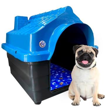 Imagem de Casinha Casa Plástica Cachorro Gato Porte Pequeno Mecpet (Azul, Nº 03)