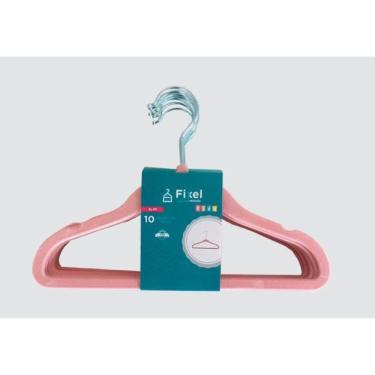 Imagem de Cabide Veludo Fixel Kids Rosa Kit 10 Pçs  29,5 x 20 cm