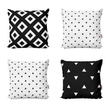 Imagem de Almofadas Preto e Branco Decorativas e Geometricas Para Sala 40x40 - N