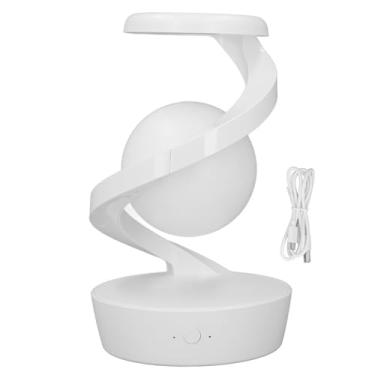 Imagem de MUNEFE Lâmpada de cabeceira de cabeceira em espiral moderna, lâmpada de mesa de led de levitação visual 3D, lâmpadas de mesa de cabeceira para quarto, sala de estar, escritório (Branco)