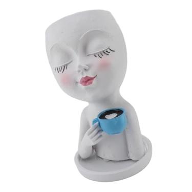 Imagem de Vaso de plantas, vasos de flores faciais, à prova de intempéries, pequeno decorativo criativo com bandeja removível para presentes (branco)