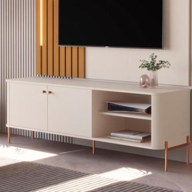 Imagem de Rack Para TV 58 Polegadas Olaf Off White Bronze - CasaH