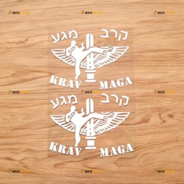 Imagem de Adesivo adesivo Krav MAGA vinil IDF Israel Defence Force Combat Jewish Israeli - 2 pacotes branco 15.2 cm - para carro barco laptop copo sem fundo cortado