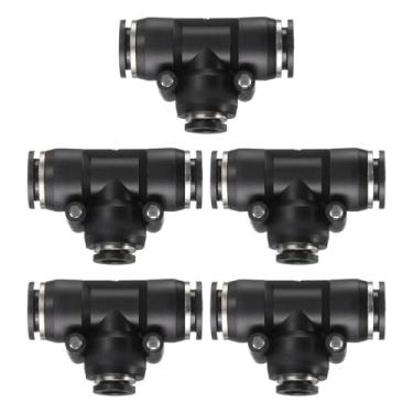 Imagem de HARFINGTON 5 peças de acessórios push to connect tubo de 1/2 polegada OD x 5/40.6 cm OD, kit de encaixe pneumático de mangueira de ar de conexão rápida de plástico T reduzindo 3 vias conector de