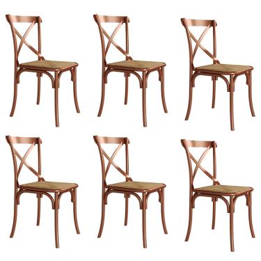 Imagem de Kit 6 Cadeiras Cross Katrina Cobre Assento Bege Asturias - Aço