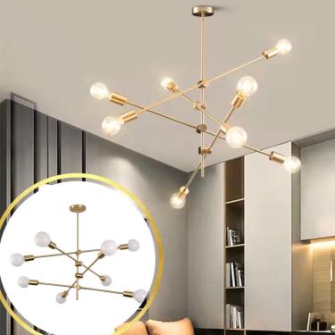 Imagem de Luminária Pendente 105Cm X 75Cm Metal Dourado 8 X E27 Lustre