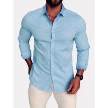 Imagem de Camisa Social Piscina Linhada Tamanho:4;Genero:Homem;Cor:-Masculino