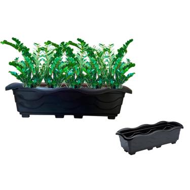 Imagem de Jardineira Grande 50cm p/ Horta Flores Suculentas 6.5 Litros - Preta - Plantação em Casa