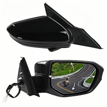 Imagem de PIT66 Espelho retrovisor de porta do lado do passageiro direito compatível com Honda Civic 2016-2021, não aquecido, dobrável manual de 3 pinos, preto brilhante HO1321283