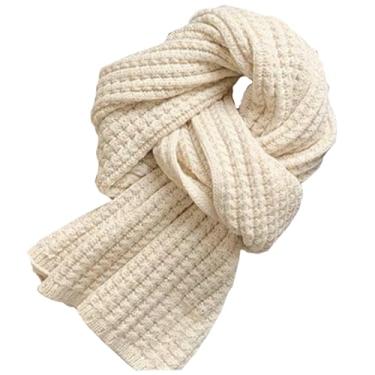 Imagem de Cachecol de inverno feminino macio e quente cachecol térmico simples grosso cachecol de fio aconchegante para mulheres, meninas, presentes de inverno, cachecol de malha bege feminino