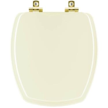 Imagem de Assento Sanitário Com Fechamento Lento Thema Biscuit Para Vaso Incepa Com Ferragem Dourada