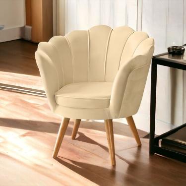 Imagem de Poltrona Decorativa Pétala Flor Elegante Estofada Pé Palito