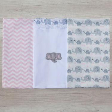 Imagem de Cueiro 3 Peças Para Bebe Estampado Menina - Miguel Baby, Elefante rosa