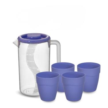 Imagem de Conjunto Verão Com Jarra 1,75L Com Tampa E Copos Plásticos