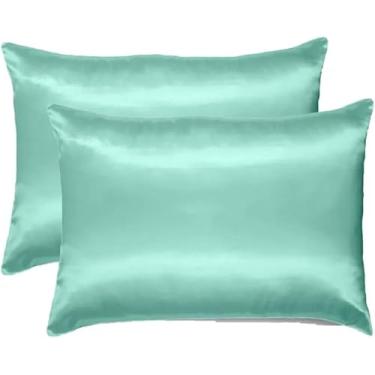 Imagem de Fronhas De Cetim Anti Frizz (02 Pares) 70cm X 50cm (Azul, 04 fronhas (02 pares))