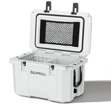 Imagem de Refrigerador rígido de 60 litros, caixa de gelo isolada segura gelo por até 6 dias, refrigerador portátil com alças de corda de nylon, porta-copos, travas duplas para acampamento, praia, piquenique