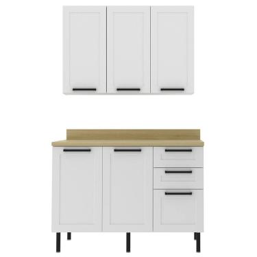 Imagem de Armario Aereo Balcao Com Tampo MDF 120 cm CZ33 Branco Carvalho Tecno Mobili