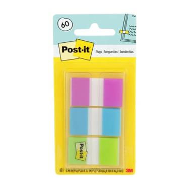 Imagem de Post-it Bandeiras, dispensador de 60/em movimento, 1 dispensador/pacote, 2,54 cm de largura, roxo, azul, verde (680-PBG)