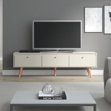 Imagem de Rack para TV até 65' Pol. Retrô Pés Palito 160cm 3 Portas - Soluzione 