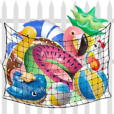 Imagem de Rede de armazenamento extra grande para brinquedos de piscina, 180 x 119 cm, organizador de rede de malha elástica resistente, suporte de brinquedos para barcos infláveis, bolas e cadeiras