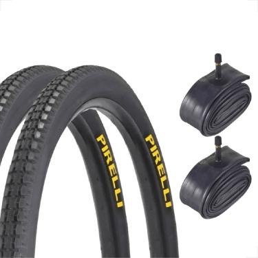 Imagem de Par Pneu Pirelli Primor 26 x 1.1 / 2x2 Barra Forte motorizada montadinha Bike + Par Camara Shiver