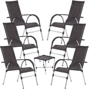 Imagem de Jogo De Cadeiras e Mesa Vênus Para Área Varanda Edícula Churrasco Trama 