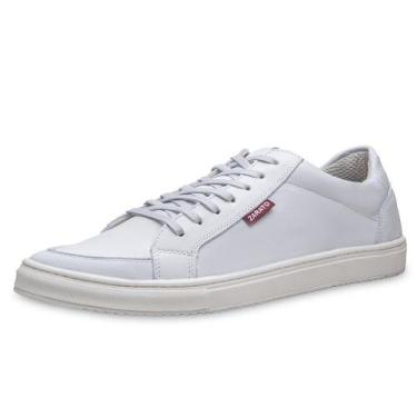 Imagem de Sapatênis Masculino de Couro Confortável Casual - Zarato, 39, Branco