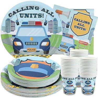 Imagem de Hudson Party Supplies Artigos Para Festa De Aniversário Da Polícia - (Serve 24 Pessoas) Pratos Jantar Carro, Xícaras Sobremesa, Guardanapos. Decorações Swat Crianças, Meninos, Meninas E Muito Mais.